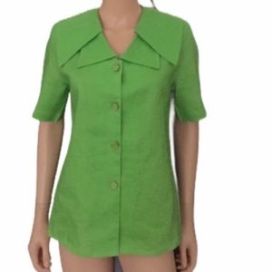 Vintage TotonKo Women’s 80’s pure linen green blouse
